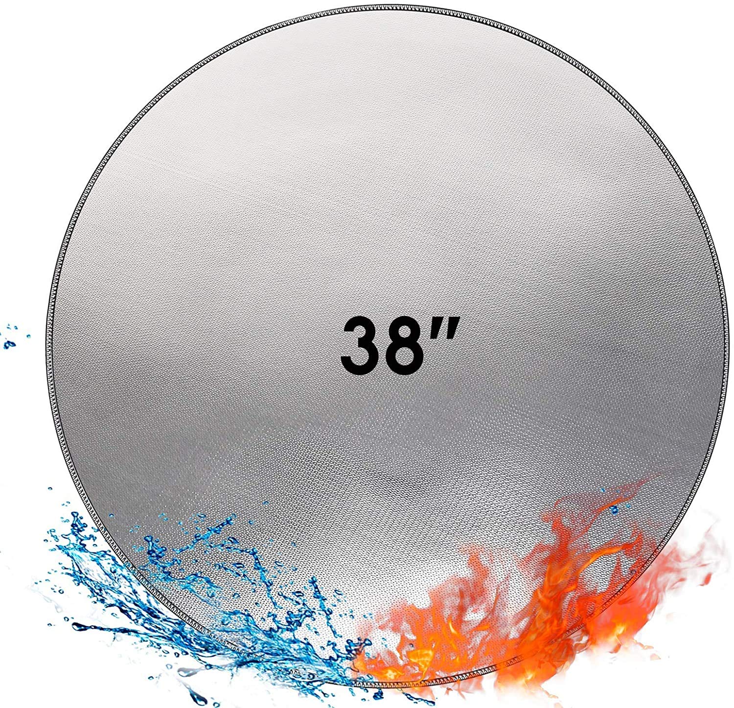 Fire Pit Mat Fireproof Mat 38'' Round 3 Layers Grill/BBQ Splatter Fireplace Protector Pad for Deck,Garden,Ground,Patio,Lawn,Wooden Floor,Camping,Foldable Heatproof Water Resistant Fire Pit Accessories