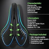 OUXI Gel Bicycle Saddle Ergonomic Comfort PU Leather MTB Road Bike Seat Blue view 2