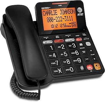 Amazon.com: AT\u0026T CD4930 - Teléfono con cable con sistema de contestador digital e identificación de llamadas, pantalla y botones de inclinación extragrandes, color negro: Electronics