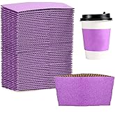 EchoDone 8 oz Disposable Coffee Cup Sleeves for Hot Drinks Paper Corrugated Cups Jackets 200 Count Purple Color (Without Cups)