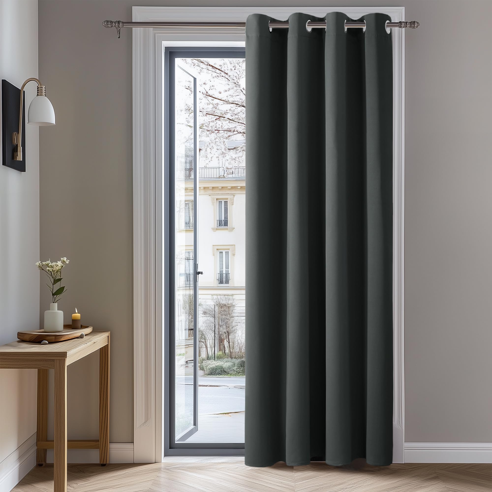 Deconovo Eyelet Curtain 108 Inch Drop Window Treatment Thermal Insulated Blackout Curtain for Living Room 52"x 108" Dark Grey 1 Panel