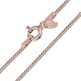 Amberta 14K Rose Gold Plated on 925 Sterling Silver 1.3 mm Curb Chain Necklace 14" 16" 18" 20" 22" 24" 28" in