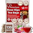 FreshDrinkUS, Premium 135 Rosehip Tea Bags, 100% Natural & Pure from Rose Hip Fruits. Loose Rosehip Herbal Tea. Made with Natural Material Tea Bags. No Sugar, No Caffeine, No Gluten, Vegan.