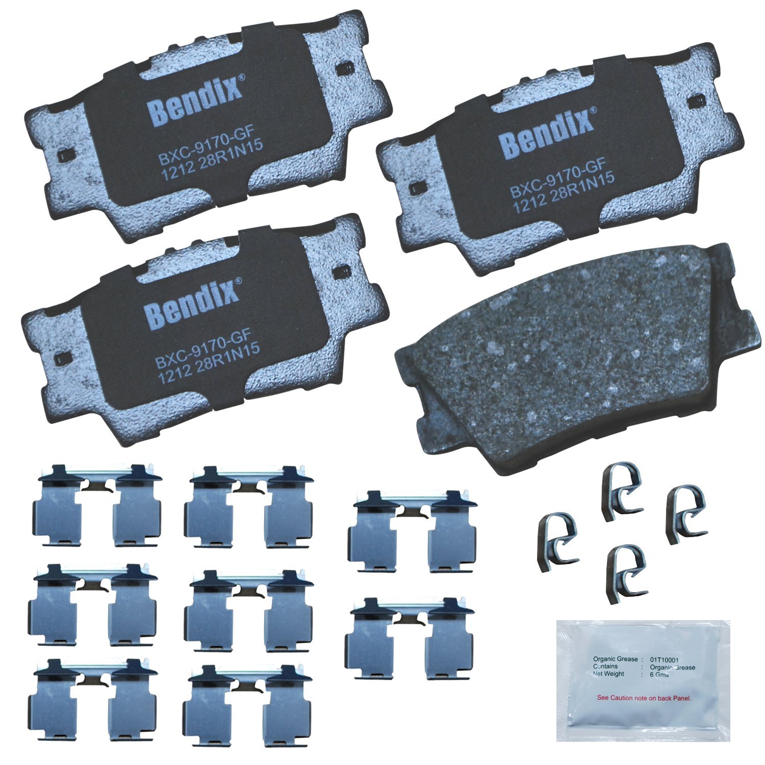 Photo 1 of Bendix Priority1 CFC1212 Ceramic Rear Brake Pads for Select Models Lexus ES300h, ES350, HS250h, Pontiac Vibe, Toyota Avalon, Camry, Matrix, RAV4