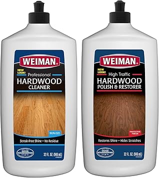 Weiman Hardwood Floor Cleaner And Polish Restorer Combo 2 Pack High Traffic Hardwood Floor Natural Shine Removes Scratches Leaves Protective