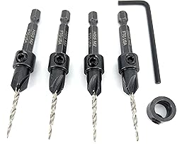 FTG USA 4 Pc #4 (7/64") Adjustable Wood Countersink