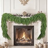 2Pcs 6FT Christmas Garland Real Touch Norfolk Pine Garlands, Artificial Faux Greenery Garland for Decorations Indoor, Pine Garland for Mantle, Fireplace, Wall, Mantle, Holiday Decor