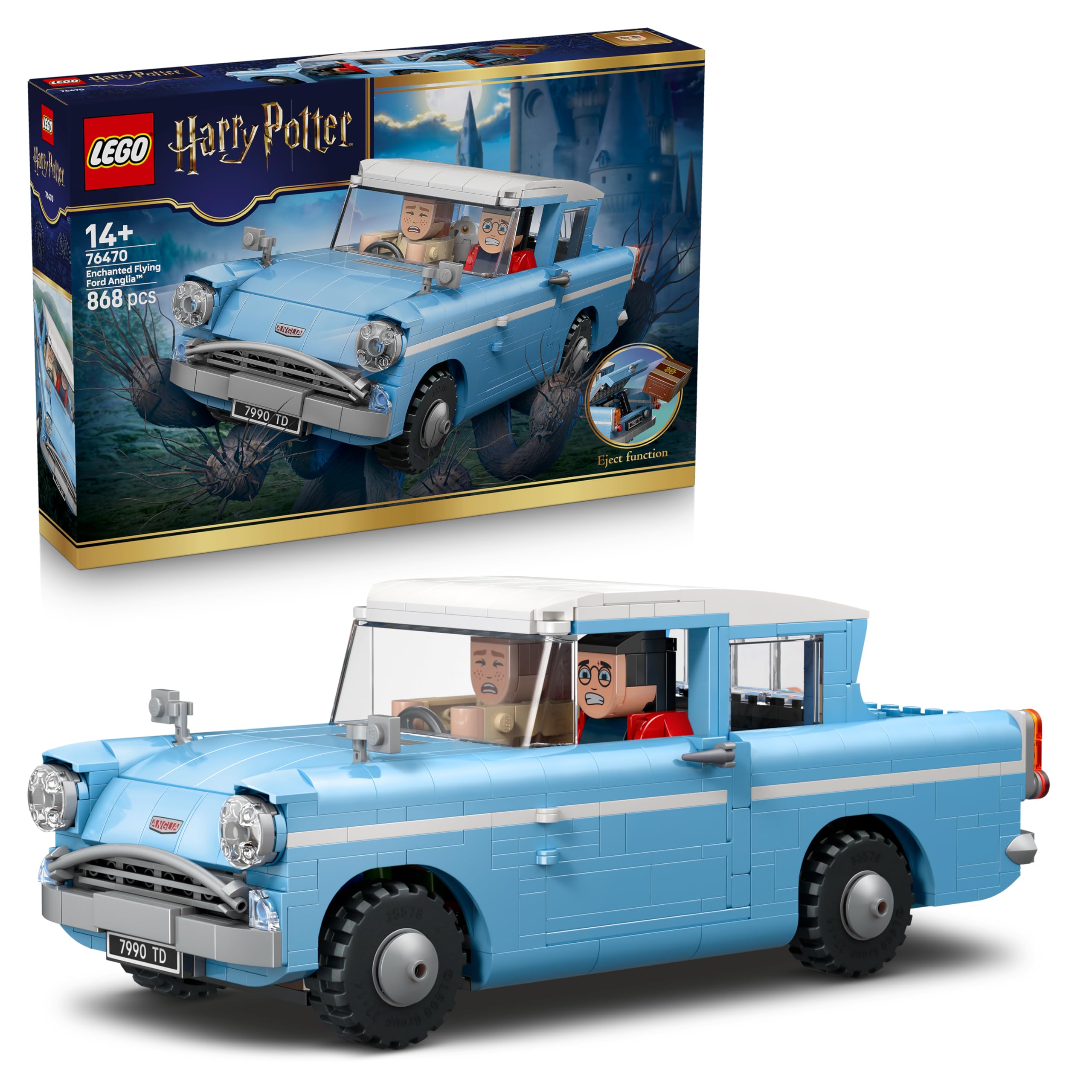 LEGO Harry Potter Ford Anglia Volante Incantata - Regalo Festa del Papà - Modellino di Macchina Giocattolo con Harry e Ron e Edvige - Pensiero per Bambine, Bambini e Adolescenti da 14 Anni - 76470