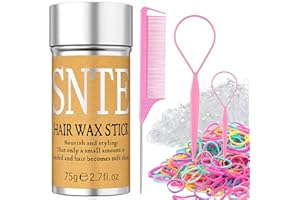 SAMNYTE Hair Wax Stick & Styling Accessories - Smooths Flyaways for Kids & Women, 1000 Elastic Hair Ties, 1 Slick Back Hair Brush, 2 Hair Loop Styling Tools - Creates Ponytails & Braids for Teen Girls Gifts
