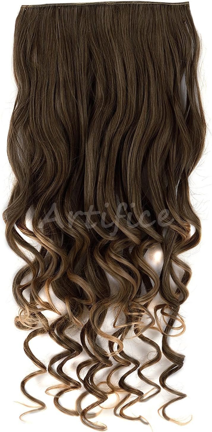 Artifice Super Volume 200g 26 Inch 5 Clips Curly/Wavy Hair Extension (Biscuit Dark Brown Ombre Balayage)