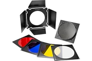 Fotodiox 11-U-Barndoor-Bowens Fotodiox Universal Barndoor Kit with Honeycomb Grid (45 Degree) and Color Gels for Bowens Gemin