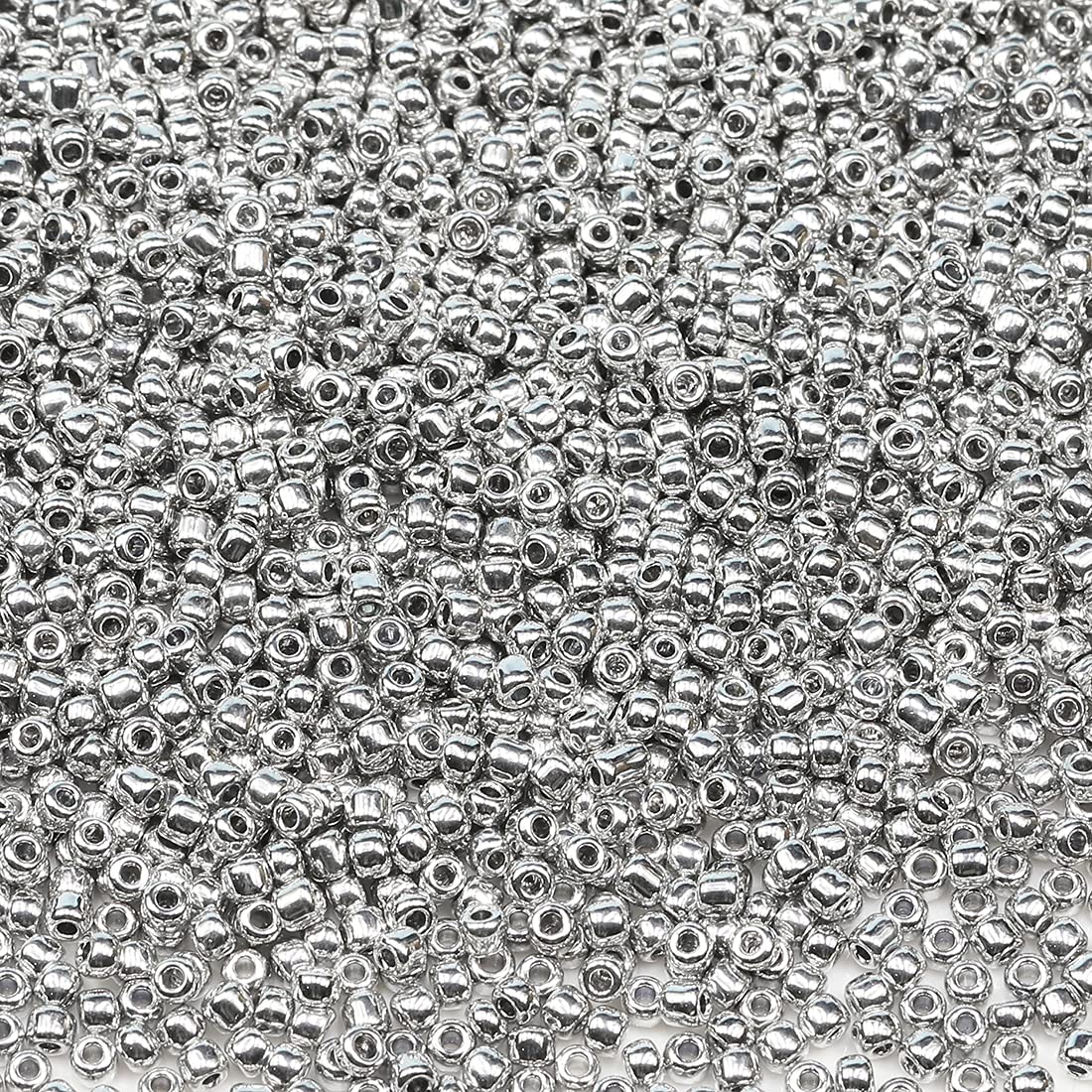 Bala&Fillic Silver Color 3mm Seed Beads About 3600pcs/100Grams in Bag, 8/0 Glass Craft Beads for Making Earring Bracelet Necklace (Silver) — image 1