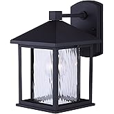 Canarm West 1-Light Outdoor Wall Light, Black Finished Lantern with Textured Glass Shade, Easy Install Durable Wet-Rated Outd