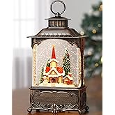 Gorrzai Christmas Snow Globes Church Snow Globe Lantern, Lighted Christmas Decorations Indoor for Home with Music Timer Swirling Glitter, Musical Cardinal Tree Decor, USB or Battery Operated