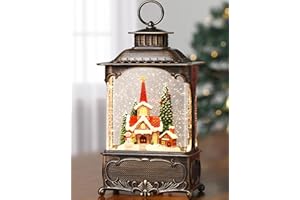Gorrzai Christmas Snow Globes Church Snow Globe Lantern, Lighted Christmas Decorations Indoor for Home with Music Timer Swirling Glitter, Musical Cardinal Tree Decor, USB or Battery Operated