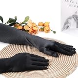 IRYNA 1Pair Long Black Satin Gloves Elbow Length Wedding Party Opera view 7
