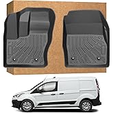 Floor Mats for Ford Transit Connect 2014-2021, TPE Waterproof Non-Slip All Weather Protection Custom, Front Row Floor Liners Set, Black