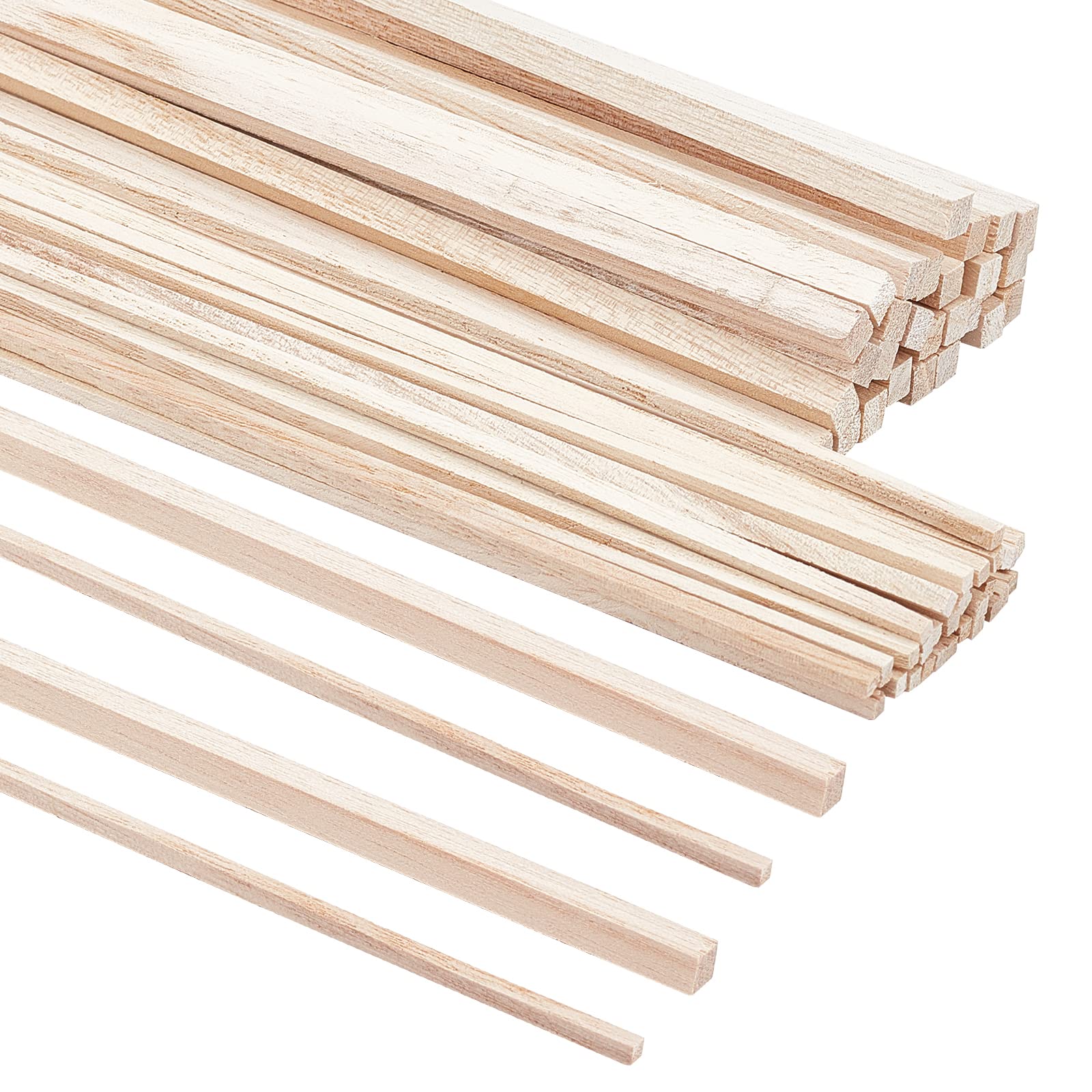 OLYCRAFT Candlenut Wood Sticks, 60Pcs 30.5cm Square Craft Sticks, Unfinished Wooden Dowels for DIY Molding Crafts Projects