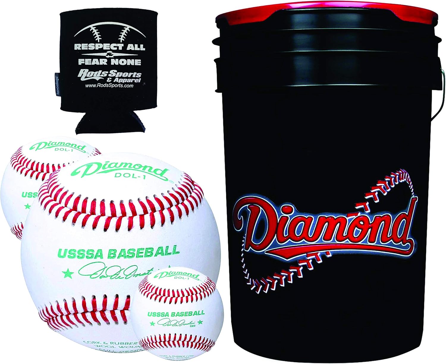 30 Leather Baseballs with 6Gallon Ball Bucket and Rods Insolated Can