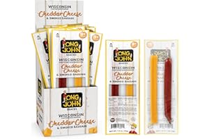 Long John Snacks Meat & Cheese Sticks - Christmas Gift, Stocking Stuffer, White Elephant, Secret Santa, Holiday Charcuterie - Original Smoked Sausage & Real Wisconsin Cheddar Cheese - 12 Pack
