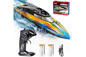 Glorryearst Remote Control Boat for Kids RC Boats with LED Light 40+Min 2.4Gz Racing Boat for Lakes & Pools & Salt Water, Summer Toys Gifts for Boys 6 7 8 Years Old