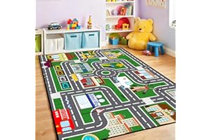 FJKJHKGJ Car Rugs for Kids Toy Car Road Rug for Playroom, Car Traffic Road Play Mat Carpets for Kids Room Bedroom Nursery Room Decor, 2'5''×4'