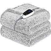 SEALY Electric Blanket Heated Throw 50"x60" Soft Double Sherpa Super Cozy with 6 Fast Heating Levels & 2-10 Hours Auto-Off, Over-Heat Protection, Machine Washable, Charcoal