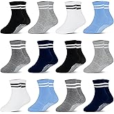 HYCLES Toddler Grip Socks, Non Slip Kid Socks Floor Skid Sock with Gripper for 1-10T Boy Girl 6-12 Months Baby