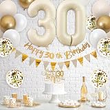 Adorely 21st Birthday Decorations White Gold Banner & Balloons Set view 5