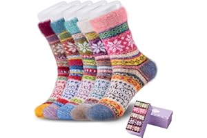 ICEIVY 5 Pair Fuzzy Cozy Socks for Women - Warm Comfy Soft Casual Home Sleep Winter Wool Socks - Gifts for Women