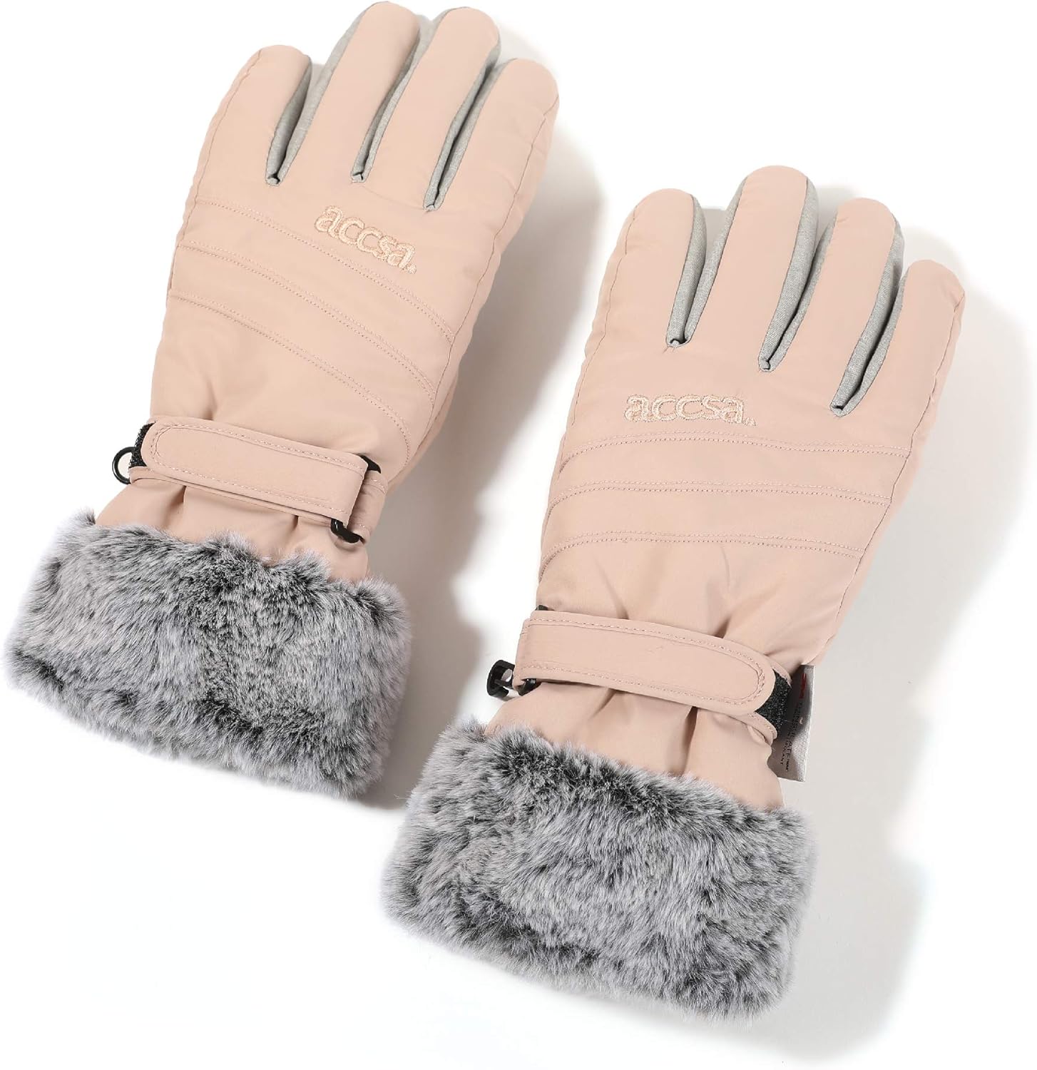 accsa Women Winter Ski Gloves 3M Thinsulate Waterproof & Windproof Snow Gloves for Skiing Anti-Slip Gloves Pink L: Clothing