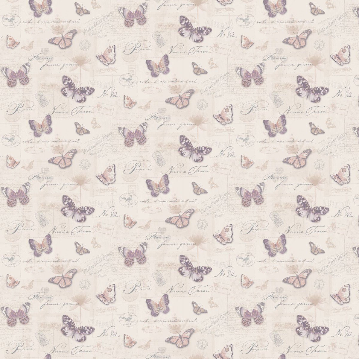 MyTinyWorld Pack of 5 Dolls House Butterflys On Pale Beige Wallpaper Sheets