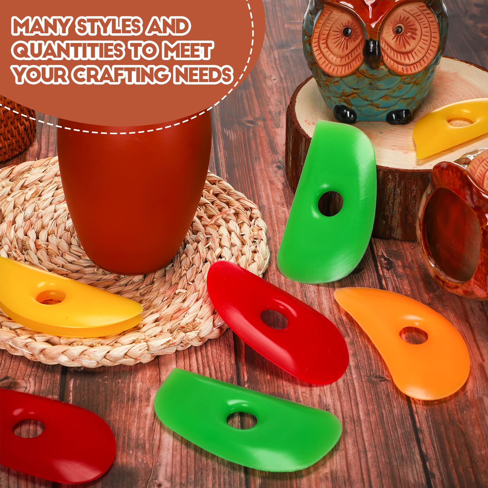 Sherr 12 Pcs Soft Rubber Rib for Pottery Clay Silicone Ceramics Tools Multi Styles Pottery Rubber Clay Ceramic Ribs for DIY Smooths Shapes Sculpting Ceramics Tool(Classic Style,Classic Color)