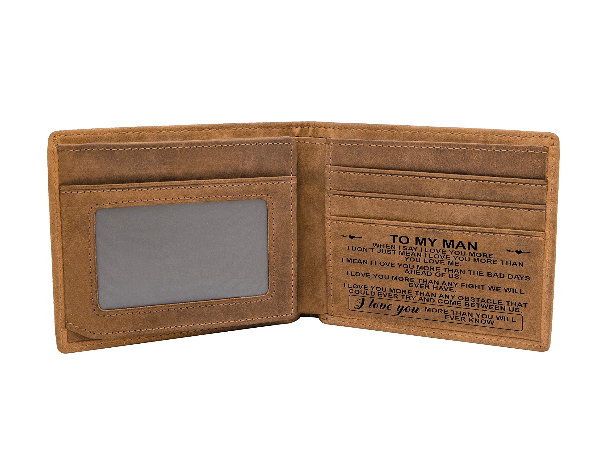 Kenon Engraved Custom RFID Blocking Bifold Stylish Wallet for Men, Birthday Gift for Men, Personalized Wallet Christmas Father's Day Gifts for Man