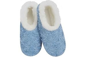 Snoozies Womens Slipper Socks - Cozy Slippers for Women - Fuzzy House Slippers for Indoor Use - Soft Sole Slippers - Roses in Bloom