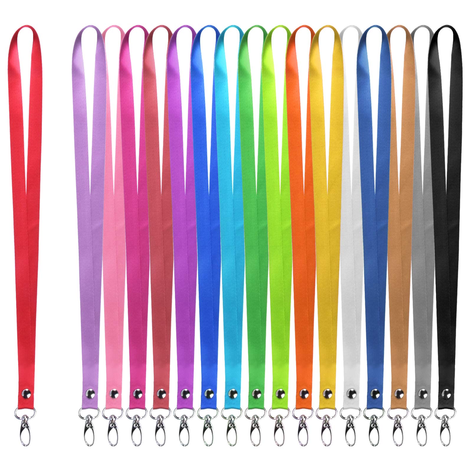 Fangehong 18 Pcs Lanyards for Neck, Flat Nylon Neck Strap Lanyard with Metal Clip, Multicolour Lanyards for Keys, Office Badge Holders, ID Card Holder, Phone, Keychain