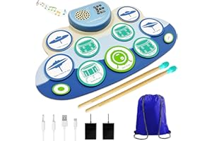 HOMNELL Drum Set,Electric Drum Set with 9 Thickened Practice Drum Pad，Roll Up Electronic Drum Kit with Build in Speaker and Headphone Jack,Recording Function,Supports DTX Game Kids & Adults Ideal Christm