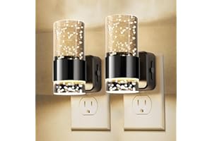 L LOHAS LED Night Light,Dimmable Night Lights Plug into Wall, 2 Pack Acrylic Nightlights with 0-100 LM Adjustable Brightness, 3000K Plug in Night Light with Dusk to Dawn Sensor, for Bathroom Hallway