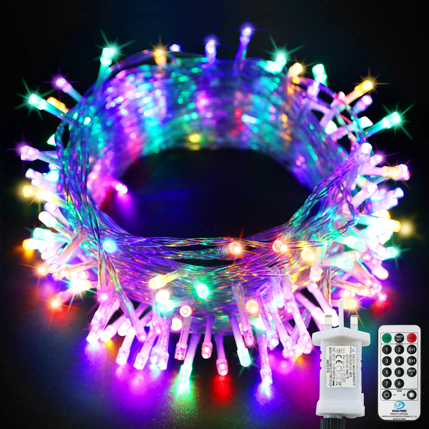 Bollengold Plug in Fairy Lights, 120 LED Waterproof Main Powered String Lights for Christmas, Party, Wedding, Bedroom, Indoor Decoration(Multi-Coloured)