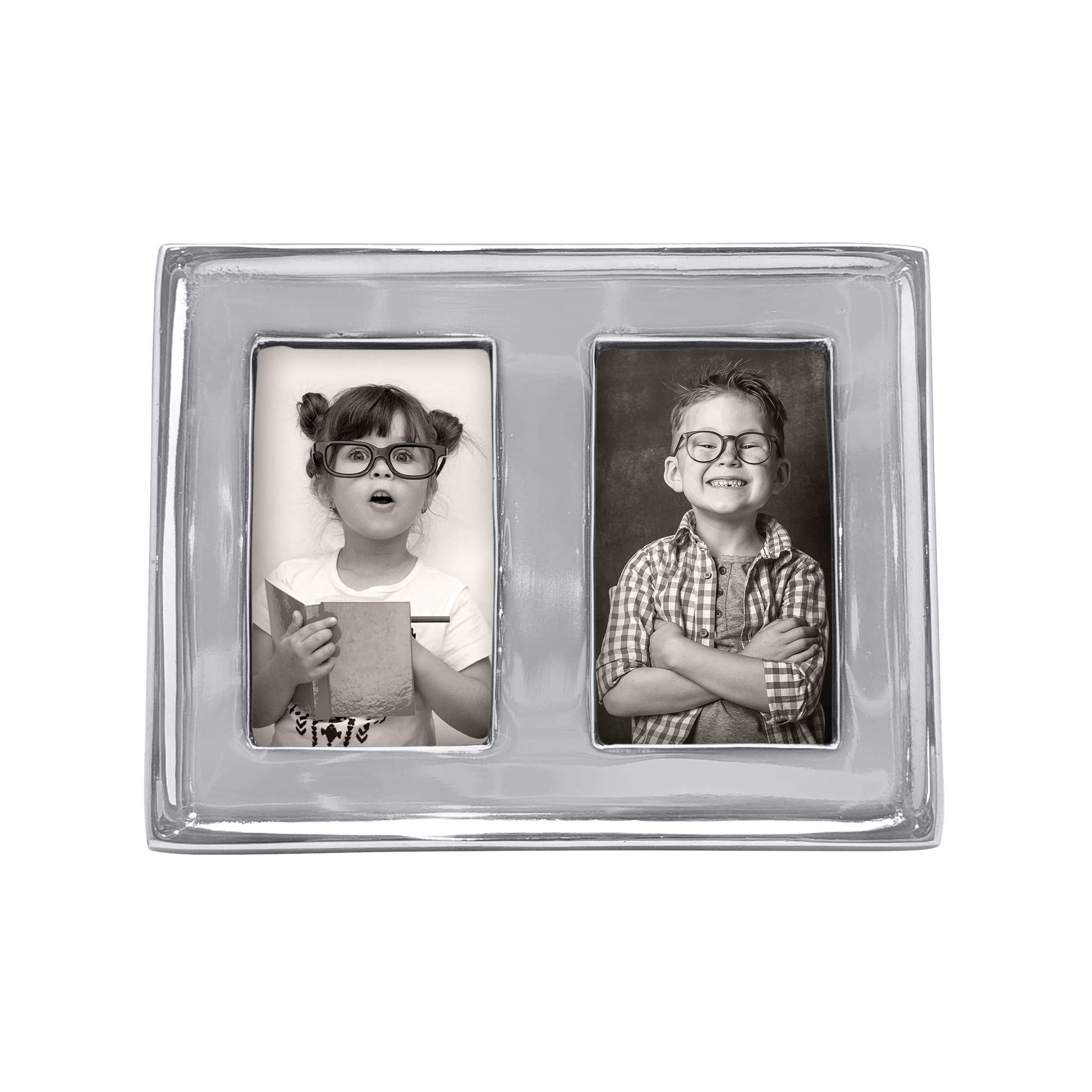 MARIPOSA Picture Frame, Recycled Aluminum, Silver, Double 2x3