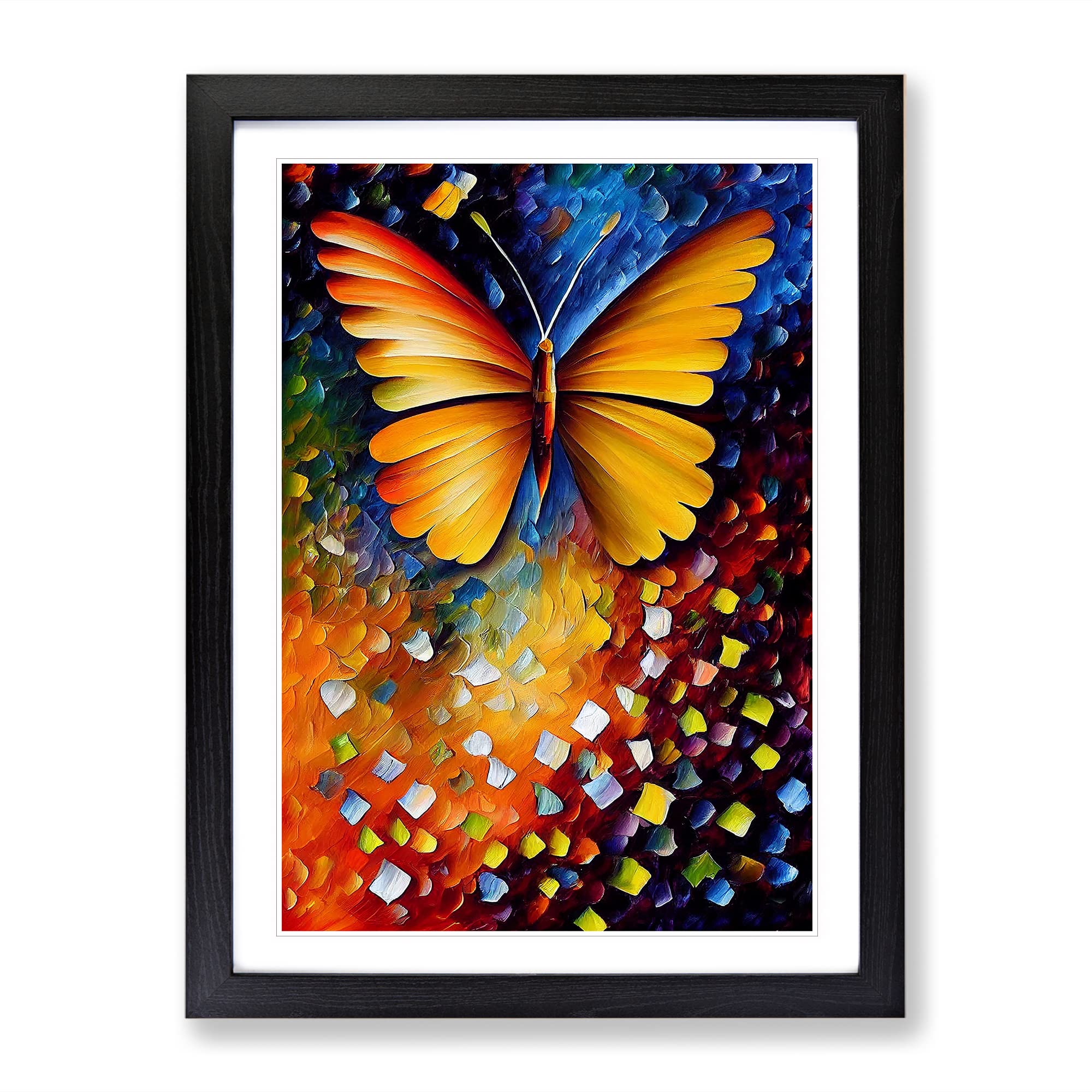 Solo Butterfly No.2 Framed Print | A4 Black Framed Wall Art | Ready to Hang | Modern Animal Picture | Living Room Bedroom Lounge Office