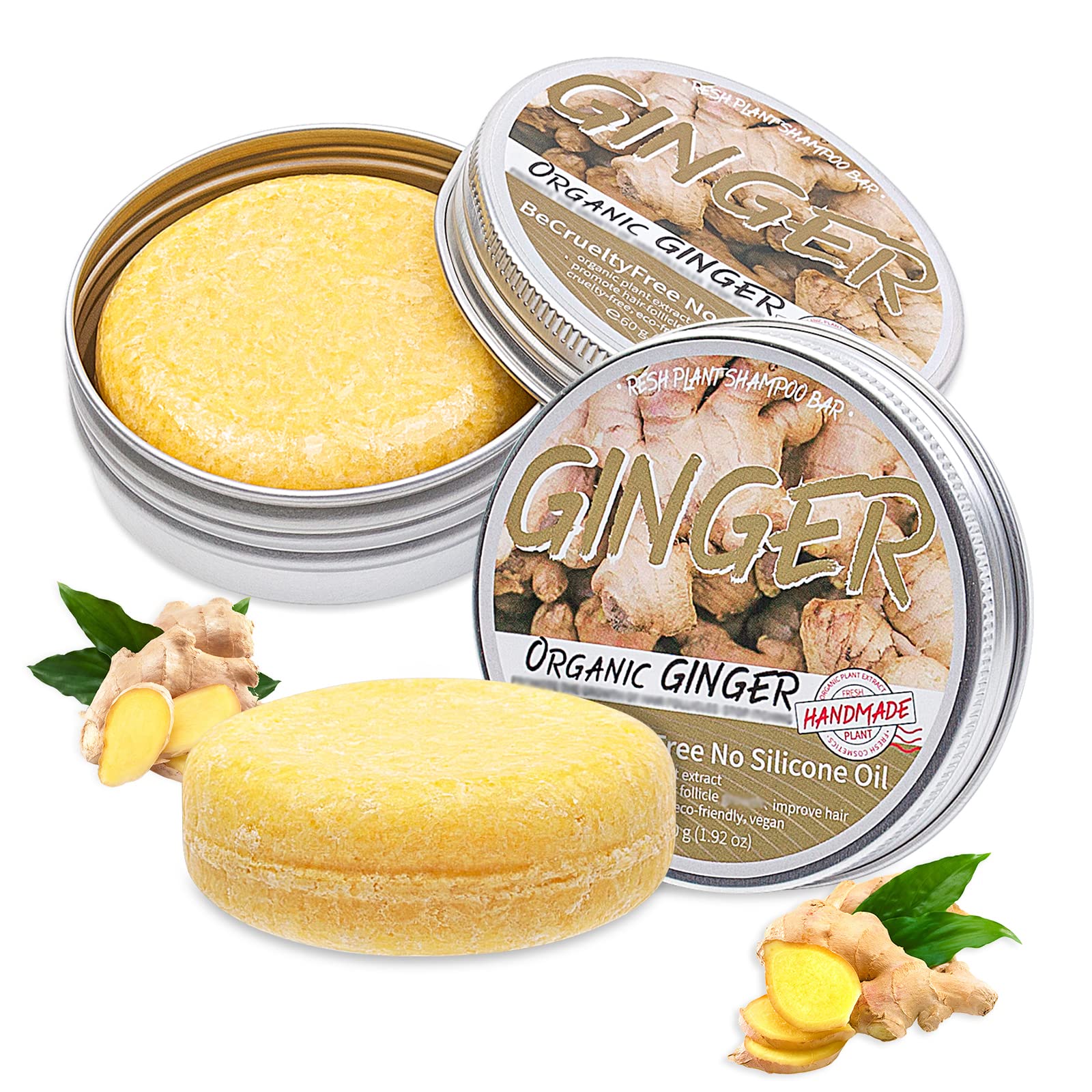 Ginger Hair Regrowth Shampoo Bar, Anti Hair Loss Ginger Shampoo Soap for Anti Dandruff Itching （2PCS） — image 1