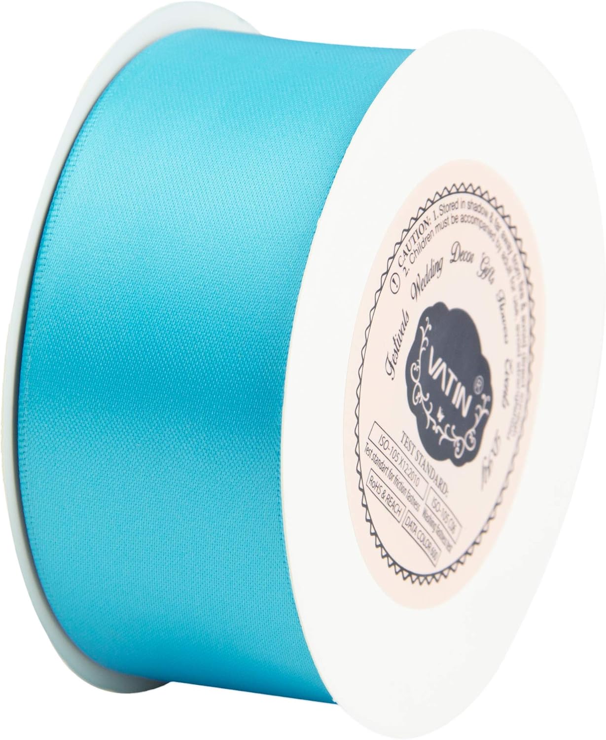 VATIN 38mm inches Wide Double Faced Polyester Copen Blue Satin Ribbon Continuous Ribbon- 23 Metre - Image 4