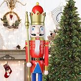 CDL 48" 4ft Tall Life-Size Large red Christmas Wooden Nutcracker King Ornament on Stand Holds Golden Scepter for Indoor Outdoor/Event/Ceremonies/Commercial Decoration (4 feet, King red k08)