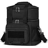 RJEU Double Deck Insulated Lunch Box for Men, Expandable Large Lunch Bag, Leakproof Cooler Bag for Work, Camping, Travel, Daytrip, Durable Adults Lunch Pail(16L,Black)