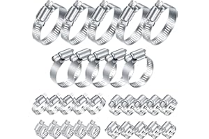 D-buy 36 Pcs Assorted Sizes Adjustable 304 Stainless Steel (6-51mm) Range Hose Clamps Kit, Worm Gear Pipe Fuel LineHeavy Duty
