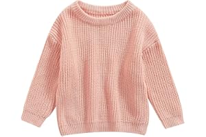 Pivanzore Baby Girl Boy Toddler Knit Sweater Cute Round Neck Long Sleeve Blouse Pullover Oversized Sweatshirt Warm Kids Tops