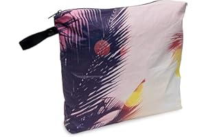 ROLLING NOMAD Wet Bag for Swimsuit - Large Reversible Waterproof Pouch with Zipper and Snap Loop Carry Strap, Carry Tote for Wet Clothes, Bathing Suits, Gym, Travel, Vacation, Cosmetics, Toiletries - 14.5x2.5x11.5