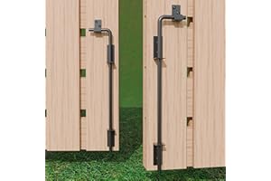 DJSUNPACKING 18" Heavy Duty Cane Bolt Gate Drop Rod with Black Finish-Steel Gate Ground Latch Designed for Wood Metal Vinyl Gates or Double Doors Fence Applications-2 Pack