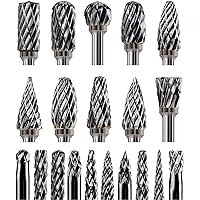 20 Pcs Carbide Burr Bits 1/8" Shank Compatible with Dremel Milwaukee Metal Grinding Wood Stone Steel Carving Cutting Engravin